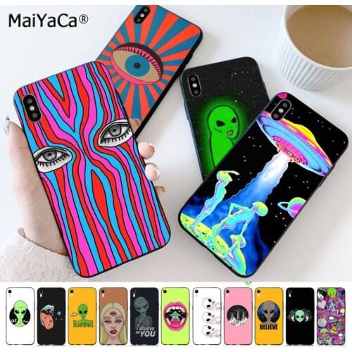 MaiYaCa Aesthetics Cute Cartoon alien space Phone Case Cover For iphone 12pro max 11 pro XS MAX 8 7 6 6S Plus X 5 5S SE XR