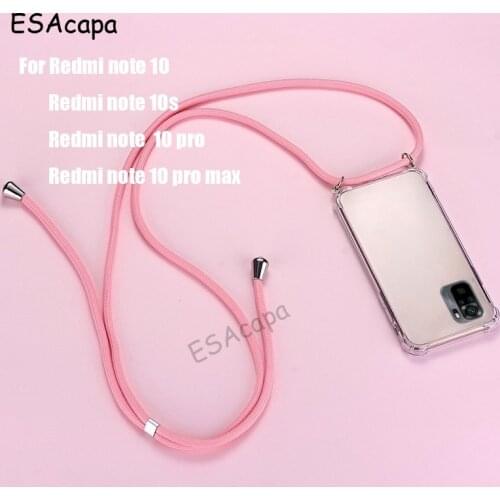 Crossbody Lanyard Cord Strap case For Xiaomi Redmi note 10 pro max Cover For Redmi note 9S 10S 9 Shockproof Silicone Phone Cases