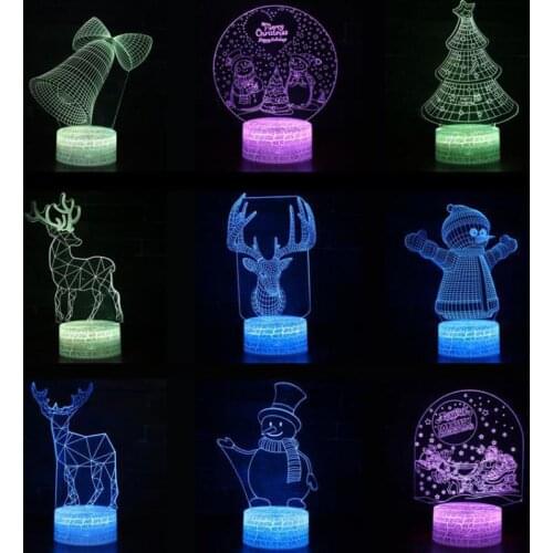 Childrens room decoration Santa Claus 3D nightlight Lovely cartoon childrens toys 3d lamp birthday present decorative lights