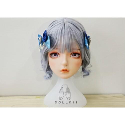 DOLLKII-V) Top Quality Handmade Female Girl Resin Half Head Cosplay Japanese Role Play BJD Kigurumi Mask Crossdresser Doll Mask