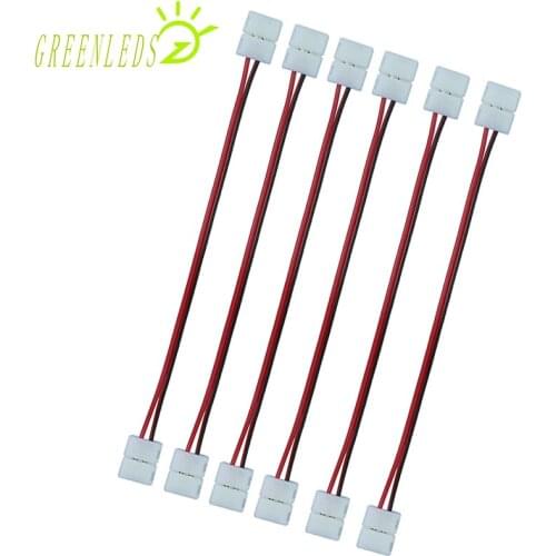 2pin 8/10mm width double side LED strips Connectors 15mm Length Cable Suitable for SMD2835/SMD3528/SMD5050 Single Color Strips