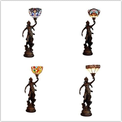European Creative Tiffany Stained Glass Beauty Table Lamp Bohemia Living Room Dining Room Bedroom Bar Lights E27