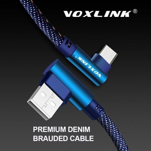 VOXLINK USB Type C 90 Degree Fast Charging usb c cable Type-c data Cord Charger usb-c For Samsung S8 S9 Note 9 8 Xiaomi mi8 mi6