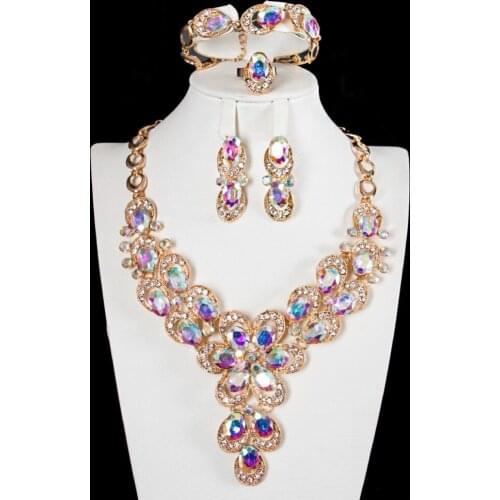 LAN PALACE Nigeria fashion jewelry austrian crystal earrings necklace ring bracelet free shipping
