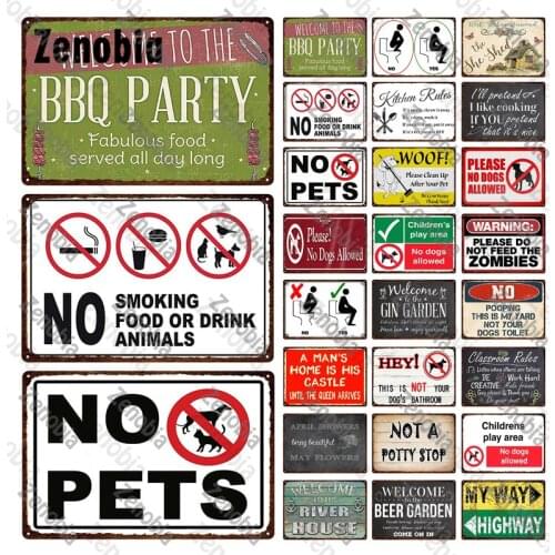 Warning Sign Metal Family Rules Metal Poster No Smoking Vintage Plaque Decorative Tin Sign Plate Toilet Public Places Decor