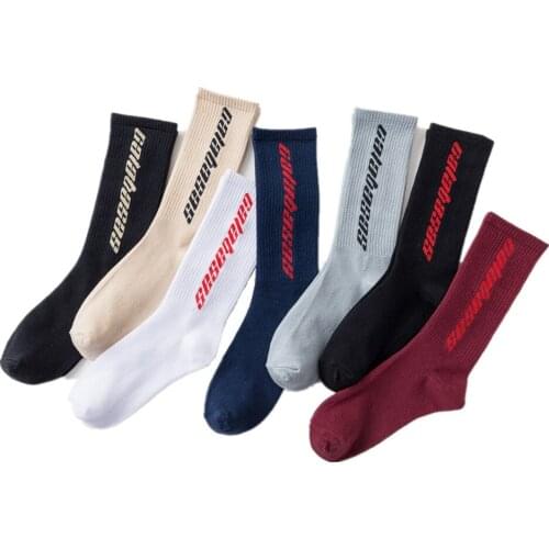 Fashion Men Cotton Socks Women Streetwear Kanye West Ins Crew Socks Hip Hop Letter Calabasas Socks Long Skateboard Sock