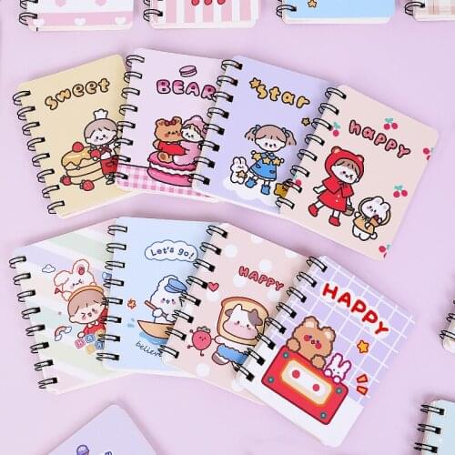 Cartoon Bear Rollover Coil Notebook Student Portable Pocket Notebook Mini Notebook Cute A7 Small Notebook School Accessories