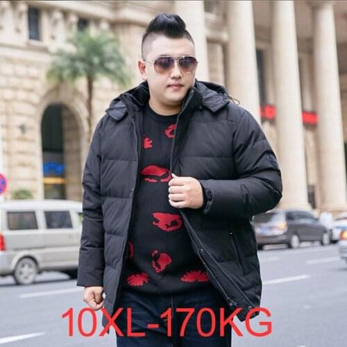 Large Size 10xl Winter new mens hooded down jacket oversized people plus size mens 8XL jacket warm thick 7xl 170KG