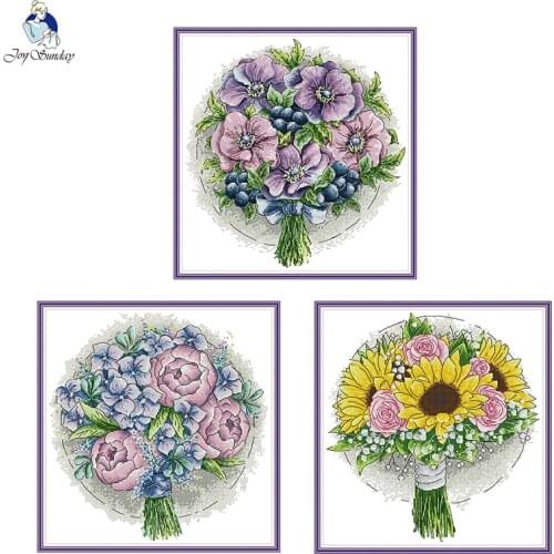 Flower Bouquet Series Cross Stitch Kits 14CT 11CT Canvas Printed Embroidery DIY Needlework Sewing Set Home Decoration Painting
