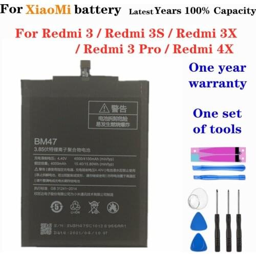 New BM47 Replacement Battery For Xiaomi Redmi 3 / Redmi 3S / Redmi 3X / Redmi 3 Pro / Redmi 4X High Quality 4100mAh + Tools
