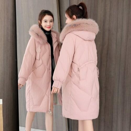 2019 winter new style down jacket long style over knee white duck down women coat thickened fashion all match lady clothes