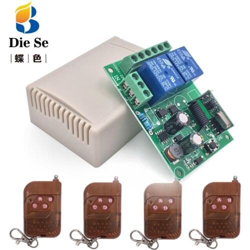 Remote Control 433Mhz 85~250V 2CH rf Switch Relay Receiver and Transmitter for Garage Remote Control and Remote Light Switch