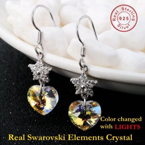 Genuine Silver Dangle Water Drop Earrings women Top Austrian Crystal Fashion Original Made With Pendant Gift Pendientes