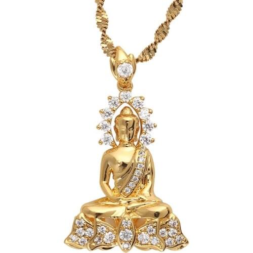Vintage Tibetan Amitabha Buddha Buddhist Pendant Necklace Meditating Jewelry