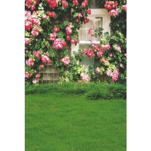 VinylBDS 300CM Flowers Backdrop Photography Studio Backdrop Photo Background Spring Grass Wall Window Natural Fresh Background