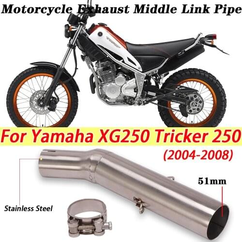 Motorcycle Exhaust Escape Muffler Modified Middle Link Pipe For Yamaha XG250 Tricker 250 2004-2008 Stainless Steel Middle Tube