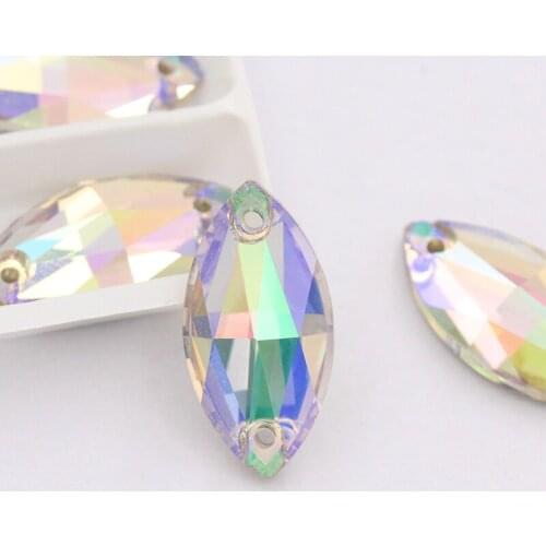 XIAOPU Horse Eye Rhinestones K9 Glass Sew On Stones Strass Crystal Flat Back Buttons Sew on Clothing Bags Crafts