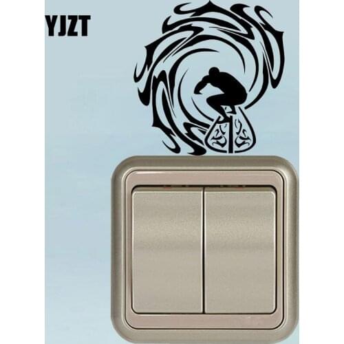YJZT SURFER AND WAVES Decor Home Wall Switch Stickers Decals Vinyl High-quality 8SS2307