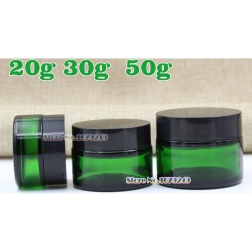 30g Black cap green Frosted Glass Jar Empty Cream Jars Cosmetic Packaging Containers cosmetic jar,plastic cap jar 200pcs/lot