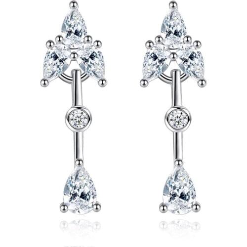 S925 silver new Jewelry High Quality Woman Fashion Retro Hollow Long Tassel Cubic Zirconia Triangle Earrings Gift