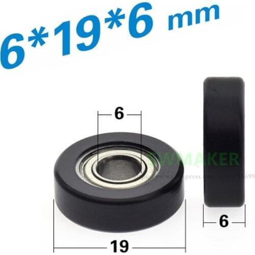 10pcs 6*19*6mm Flat 686 Bearing Plastic-coated POM Wheel, Drawer/Showcase/Automation Equipment Guide Wheel