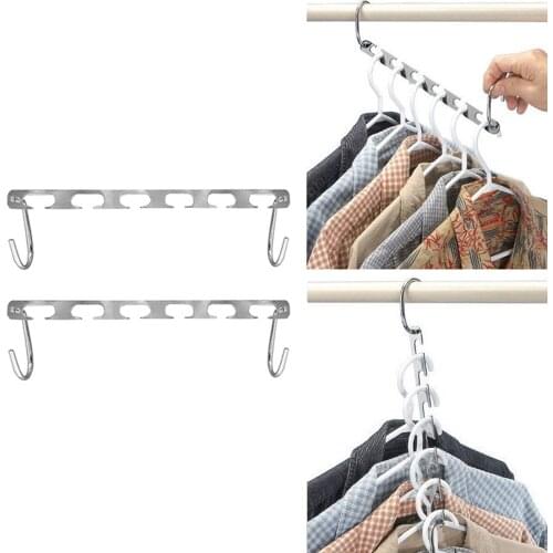 2/4/6/8/10pcs Magic Clothes Hangers Hanging Chain Metal Cloth Closet Hanger Shirts Tidy Save Space Organizer Hangers for Clothes