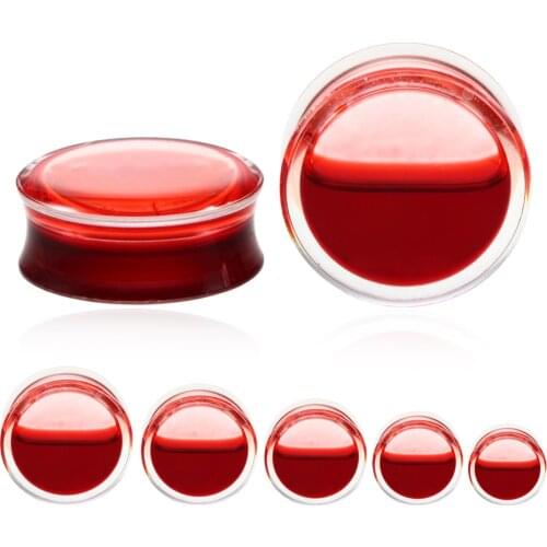 2Pcs/lot Hot Sale Blood Red Liquid Ear Gauges Acrylic Double Flared Ear Flesh Plugs Ear Expander Piercing Unisex Jewelry 8-25mm