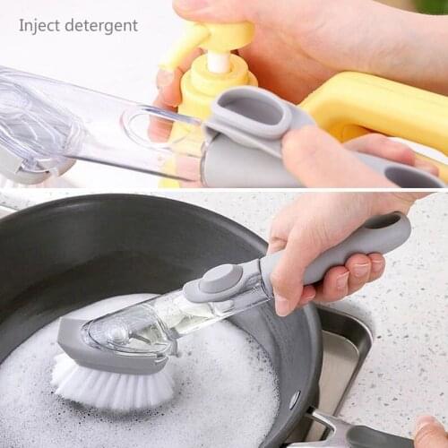 2 in 1 Long Handle Cleaning Brush Removable Brush Sponge Sponge Dispenser Dishwashing Brush Set Kitchen Cleaning Tools