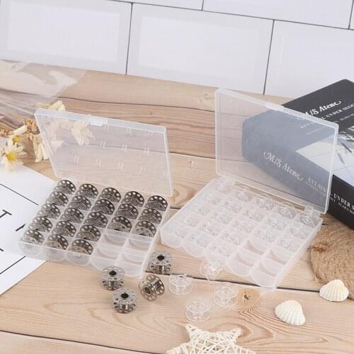 25Pcs Clear Sewing Machine Bobbins Spools Empty Bobbins Spools Plastic Storage Box For Home Sewing Accessories Tools
