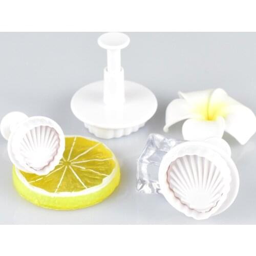 3PCS Shell Cookie Cutters Sugarcraft Cake Decorating Tools DIY Cookie Molds Stamper Baking Accessories For kitchen