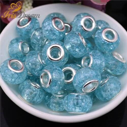 50pcs Wholesale Price Round Shape Cute Resin Big Hole Beads Charms for Jewelry Making fit Pandora Bracelet Necklace