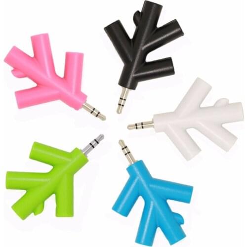 5PCS Useful 3.5mm 4 Way Port Aux Audio Spliter Multi Headphone Earphone Adapter Converter 1 Male To 2 3 4 Female Color Random