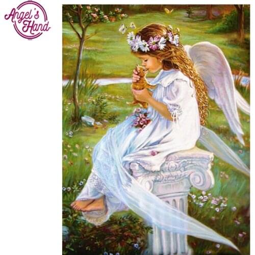 5D DIY Diamond embroidery angel girl&cat diamond painting Cross Stitch full drill Rhinestone mosaic home decoration