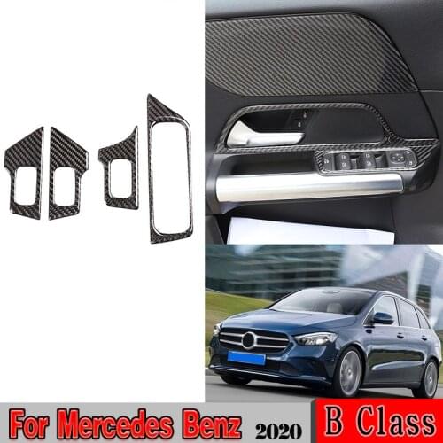 Automotive Interior Sticker For Mercedes Benz B Class W247 GLB Real Carbon Fiber Car Window Lift Button Frame Trim Accessories