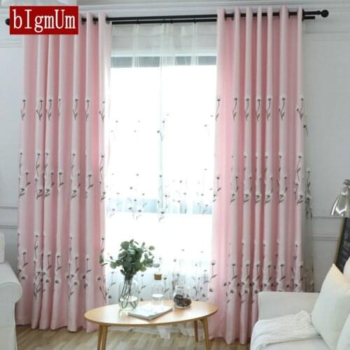 BIgmUm NEW Polyester Fabric Blackout Curtains for Living Room Luxury Thick Simple Modern Curtain Emboridered Tulle for Bedroom