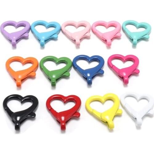 Keychain heart-shaped colorful lobster clasp jewelry metal buckle DIY pendant accessories luggage materials 10 packs
