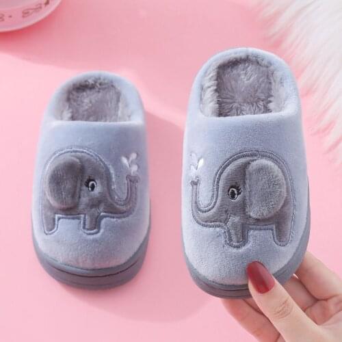 KIDS Winter Warm Home Slippers Kids Indoor Shoes Girls pink House Floor Slides Boy Sliders Child Cotton shoes