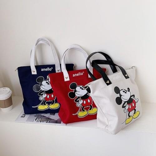 Disney Mickey pattern fashion trend handbag casual small bag Mouse portable canvas bag handcuffs lunch box bag mommy bag