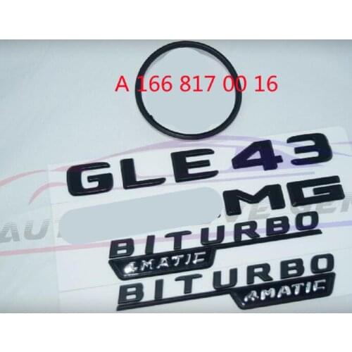 GLE43 SUV for AMG BITURBO 4MATIC Rear Star Emblem Black Badge Set for Mercedes W166 A 166 817 00 16