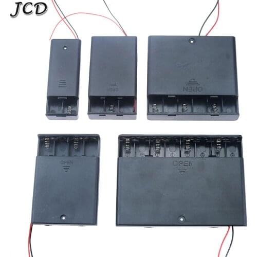 JCD 1Pcs 2x 3x 4x 6x 8x AA Battery Holder Storage Case Box With Switch&Cover for 12V AAA Batteries Standard Container