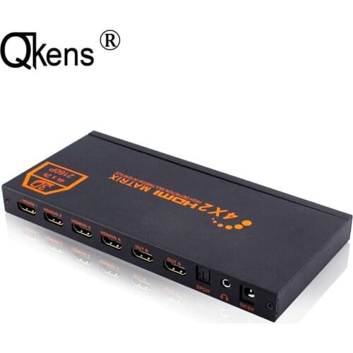 Hifi 4x2 HDMI Matrix Switch Splitter Converter 3D 4K HD 1080P 2160P Video Switcher 4 In 2 OUT SPDIF Audio Adapter PC To Monitor