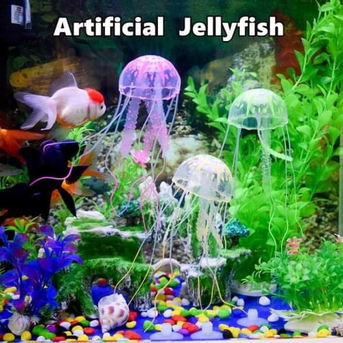 Artificial Jellyfish Aquarium Decoration Colorful Artificial Glowing Jellyfish Ornaments Aquarium Pet Supplies Home Accessories
