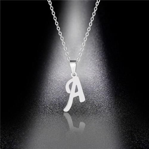 Initial Letter Neckaces For Women Men Jewelry Collier Femme Stainless Steel 26 Letter Alphabet Name Necklace Best Friend Gift