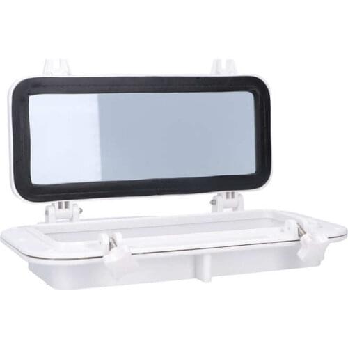 Boat Porthole Rectangle Portlight Tempered Glass Opening Window for Marine Boat Yacht RV White 15-3/4 x 7-7/8in