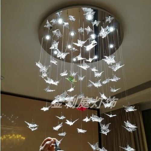 Butterfly chandelier art glass large engineering crystal lamp beauty salon lobby meeting room maple chandelier