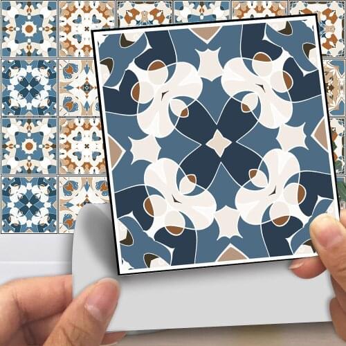 Mexican Abstract Tiles Wall Sticker Kitchen Bathroom Backsplash Wall Decals Shine Finished Peel And Stick PVC Wallpaper Art Mura