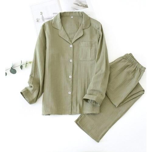 Fashion Couple Solid Sleepwear Cotton Sexy Lingerie Home Wear Sweet Lovers Pajama Set Autumn New Long Sleeve Pyjama Pijamas