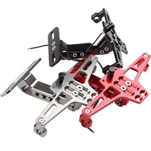 Motorcycle full CNC Adjustable Angle Aluminum License Number Plate with LED light Frame Holder Bracket Universal