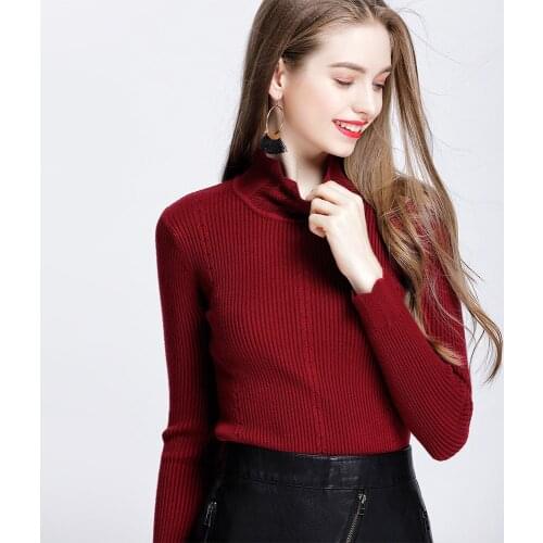 New Fashion Thicken Wool Women Sweaters and Pullovers Sueter Mujer Ruffles Sleeve Turtleneck Solid Slim Sexy Elastic Women Tops