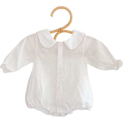 Summer New Baby Girls Jumpsuit Fashion Girls Knitting Romper 0-3 Years Baby Girl Peter Pan Collar Cotton New-born Baby Clothes